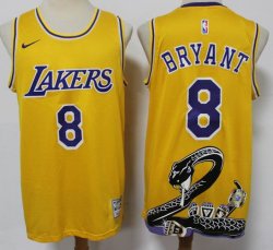 Nike Los Angeless Lakers #8 Kobe Bryant yellow throwback basketball Jersey -S8