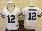 Nike Green Bay Packers #12 Aaron Rodgers white Green Children NFL Jersey