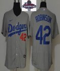 2024 World Series Champions Nike Los Angeles Dodgers 42 Jackie Robinson Gray Flexbase Authentic Collection Jersey-WL