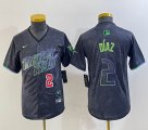 Youth Nike Tampa Bay Rays #2 Yandy Diaz black majestic baseball jersey city version 02