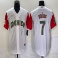 2023 World Cup Mexico #7 Julio Urias white red majestic baseball jerseys 102