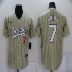 Nike Los Angeles Dodgers #7 Julio Urias beige majestic baseball jersey-BD