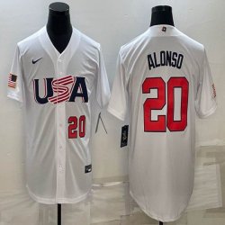 2023 World Cup #20 Pete Alonso white USA majestic baseball jerseys 05