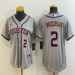 Women Nike Houston Astros #2 Alex Bregman gray majestic baseball Jersey 01