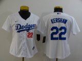 Women Nike Los Angeles Dodgers #22 Clayton Kershaw white majestic baseball Jerseys-01