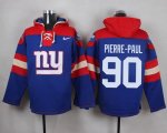 Custom Nike New York Giants #90 Pierre-Paul red blue NFL Hooded Sweatshirt