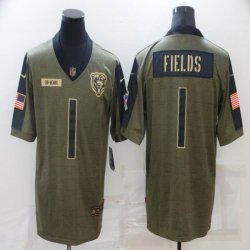 Nike BChicago Bears #1 Justin Fields Green 2021 Salute to Service Limited Jersey