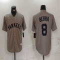 New York Yankees #8 Yogi Berra gray baseball jerseys-BD 01