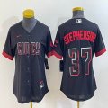 Women Nike Cincinnati Reds #37 Tyler Stephenson black majestic baseball jerseys -BD