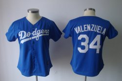 Los Angeles Dodgers #34 Fernando Valenzuela blue women Jerseys