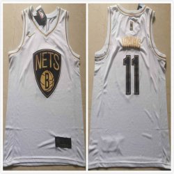 Nike Brooklyn Nets #11 Kyrie Irving white gold NBA basketball Jerseys