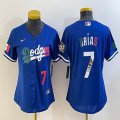 Women 2023 World Cup Mexico #7 Julio Urias blue majestic baseball jerseys 003