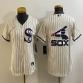 Women Nike Chicago White Sox blank beige majestic baseball jersey big logo 02