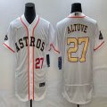 Nike Houston Astros #27 Jose Altuve white gold Flexbase Authentic Collection Jersey 03