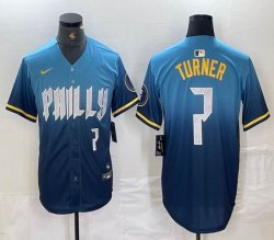 Nike Philadelphia Phillies #7 Trea Turner blue majestic baseball jerseys city version 04