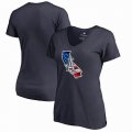 Women's Los Angeles Angels Fanatics Branded Navy 2018 Memorial Day Banner State Plus Size V-Neck T-Shirt