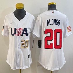 Youth 2023 World Cup #20 Pete Alonso white USA majestic baseball jerseys 05