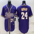 Nike Los Angeless Lakers #24 Kobe Bryant purple baseball jerseys Joint name-BD 02