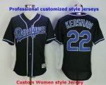 Professional customized Women Dodgers black majestic baseball jersey