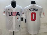 2023 World Cup #0 Adam Ottavino white USA majestic baseball jerseys 09