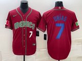 2023 World Cup Mexico #7 Julio Urias red blank majestic baseball jerseys 08