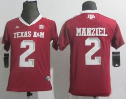 custom Youth Addidas Texas A&M Aggies Johnny Manziel 2 Football Authentic NCAA Jerseys - Maroon