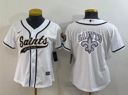 Women Nike New Orleans Saints blank white baseball jerseys Joint name-BD 01