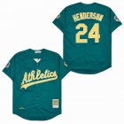 Oakland Athletics #24 Rickey Henderson Green 1997 Throwback MLB Baseball Jerseys-SG