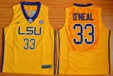 LSU Tigers Shaquille O'Neal 33 NCAA Basketball Elite Jersey - yellow