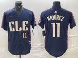 Nike Cleveland Indians #11 Jose Ramirez blue majestic baseball jersey-BD 03