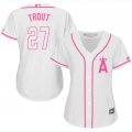 2017 Women Anaheim Angels #27 Mike Trout white majestic mlb jersey