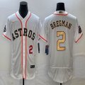 Nike Houston Astros #2 Alex Bregman white gold Flexbase Authentic Collection Jersey 02