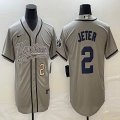 Nike New York Yankees #2 Derek Jeter Grey majestic MLB baseball Jerseys Joint name 02