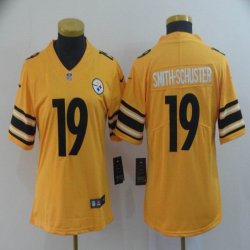 Women Nike Steelers #19 Smith-Schuster Yellow NFL Jersey Inverted version