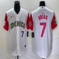 2023 World Cup Mexico #7 Julio Urias white red majestic baseball jerseys 56