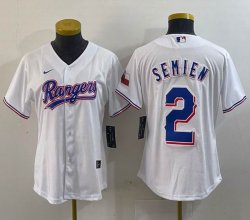 Youth Nike Texas Rangers #2 Marcus Semien white majestic baseball jerseys -BD 01