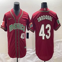 2023 World Cup Mexico #43 Patrick Sandoval red majestic baseball jerseys 02