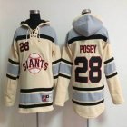 San Francisco Giants #28 Buster Posey beige mlb baseball Hooded Sweatshirt