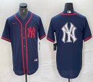 Nike New York Yankees blank blue MLB baseball Jersey Joint name big logo -BD 26