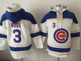 Chicago Cubs #3 David Ross blue white baseball Hooded Sweatshirt