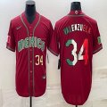 2023 World Cup Mexico #34 Fernando Valenzuela red blank majestic baseball jerseys 05