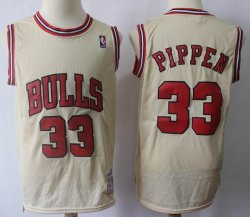 Chicago Bulls #33 Scottie Pippen beige throwback nba jerseys