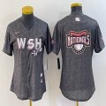 Women Nike Washington Nationals blank gray majestic baseball Jersey big logo-BD