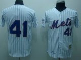 New York Mets 41 Tom Seaver White Blue Strip throwback MLB baseball Jerseys