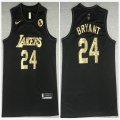 Nike Los Angeless Lakers #24 Kobe Bryant black fashion basketball Jersey with KB patch -XD