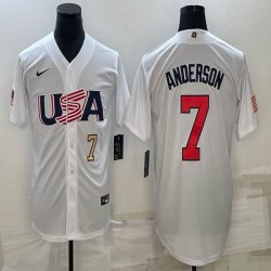 2023 World Cup #7 Tim Anderson white USA majestic baseball jerseys 03