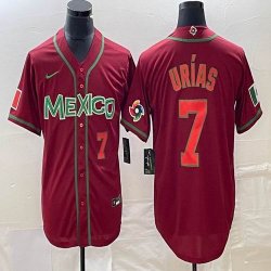 2023 World Cup Mexico #7 Julio Urias red majestic baseball jerseys 104