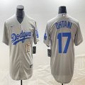 Los Angeles Dodgers #17 Shohei Ohtani Nike gray majestic baseball Jersey Joint name -BD 07