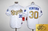 2016 Kansas City Royals Yordano Ventura #30 white World Series Champions signature mlb jersey