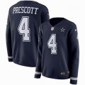 Women Dallas Cowboys #4 Dak Prescott Nike dark blue Color Rush Limited Jersey long sleeves